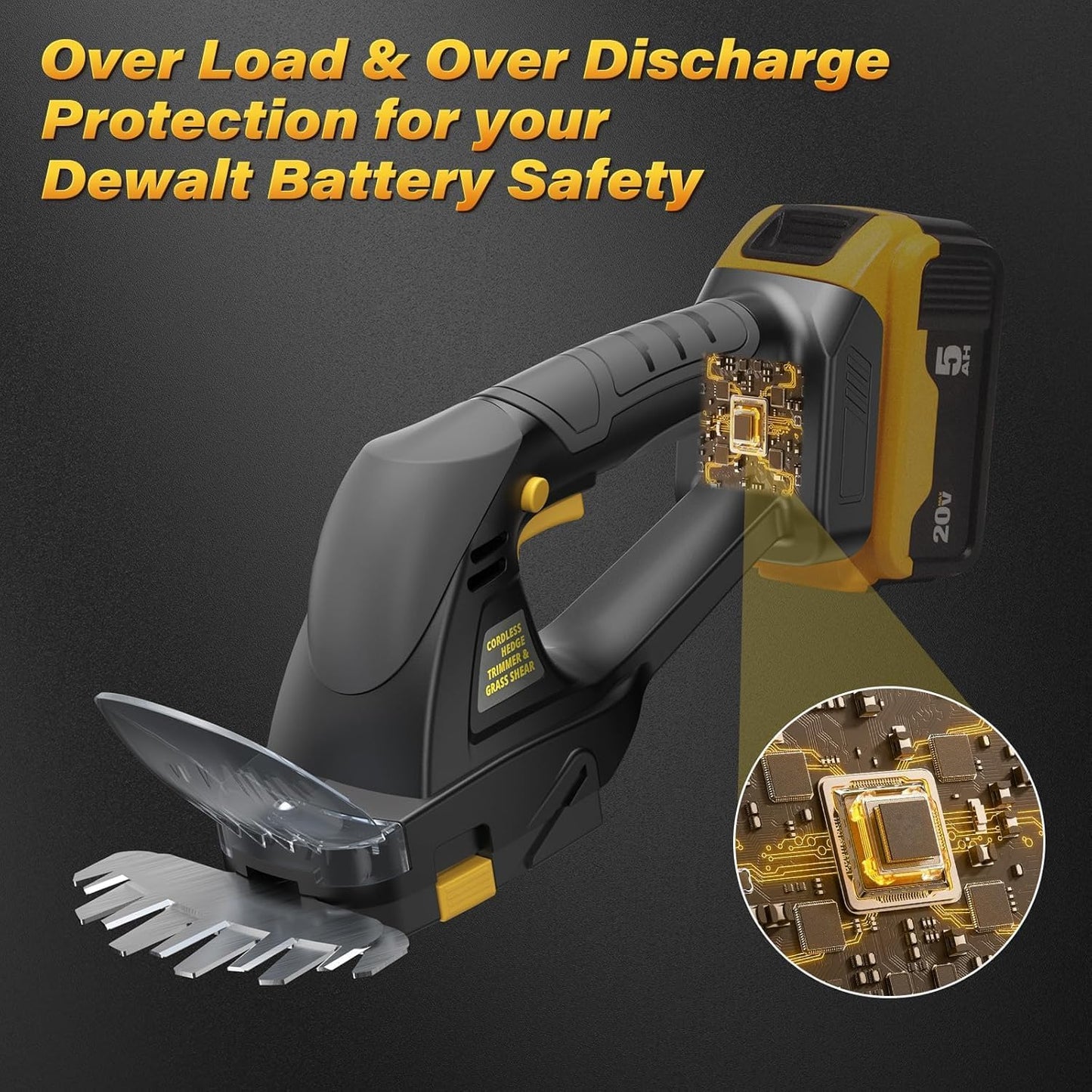 Hedge Trimmer Cordless for DEWALT 20V MAX Battery, 1500RPM Grass Trimmer Electric Hedge Trimmer, 2 in 1 Design for Yard, Garden, Lawn Care(Battery Not Included) (Black)