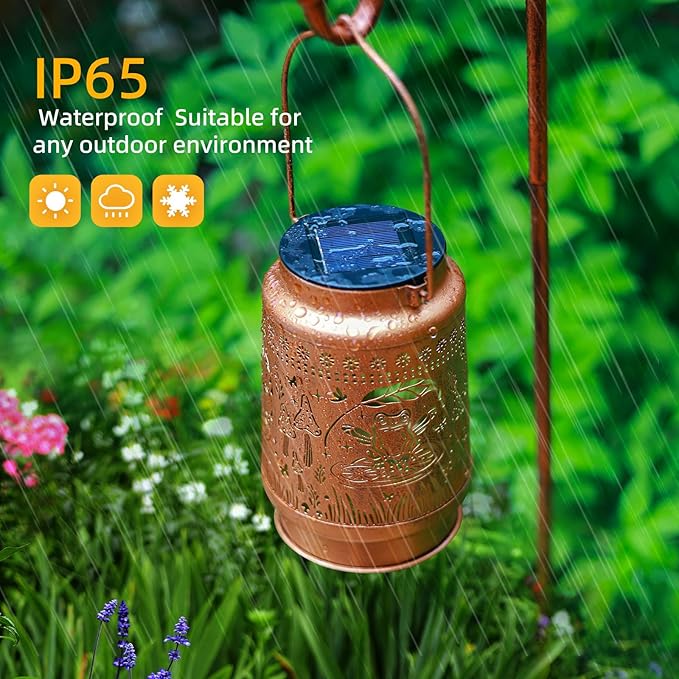 Frog Solar Lanterns Outdoor Waterproof Hanging Sunflower Solar Lights Gifts for Women Men Metal Decorative LED Lanterns Outside for Garden, Yard, Patio, Lawn, Porch, Backyard