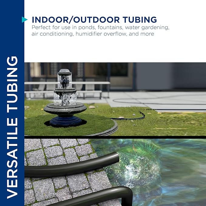 Alpine Corporation 100 Ft. PVC Tubing with 3/8" Inside Diameter for Ponds and Fountains, Black