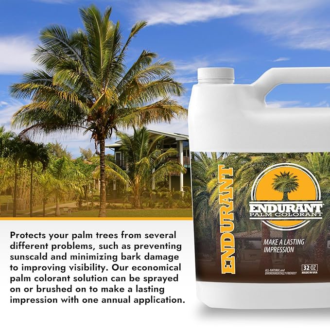 Endurant Palm Colorant – Non-Toxic Palm Tree Protector - Enhances Natural Beauty - Prevents Sunscald & Bark Damage -Easy Annual Application - Vibrant Long-Lasting Trunk Care - 32 oz