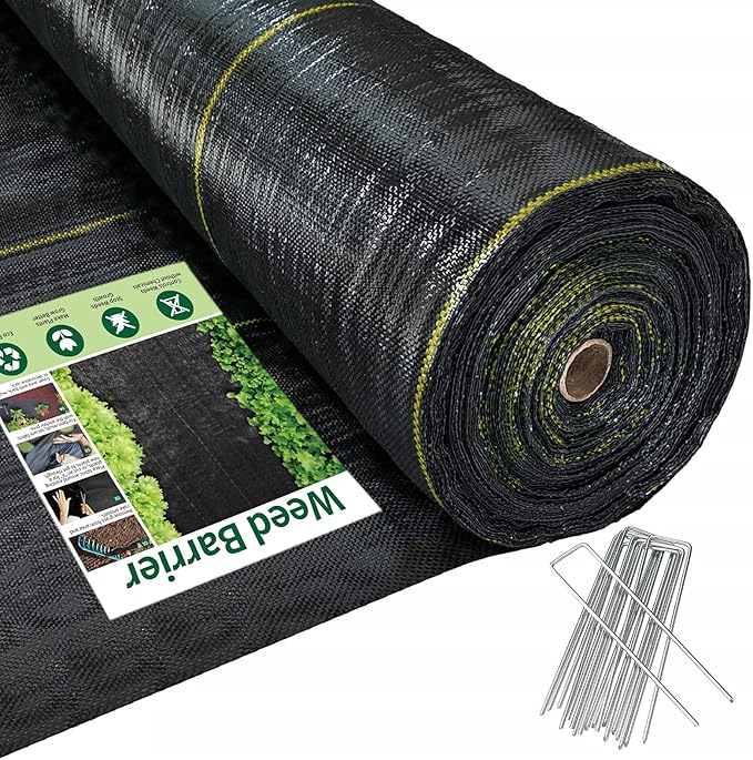 8ft x300ft Black Weed Barrier Landscape Premium Fabric-Heavy Duty Woven Ground Cloth with Superior Permeability Weed Control Convenient Design