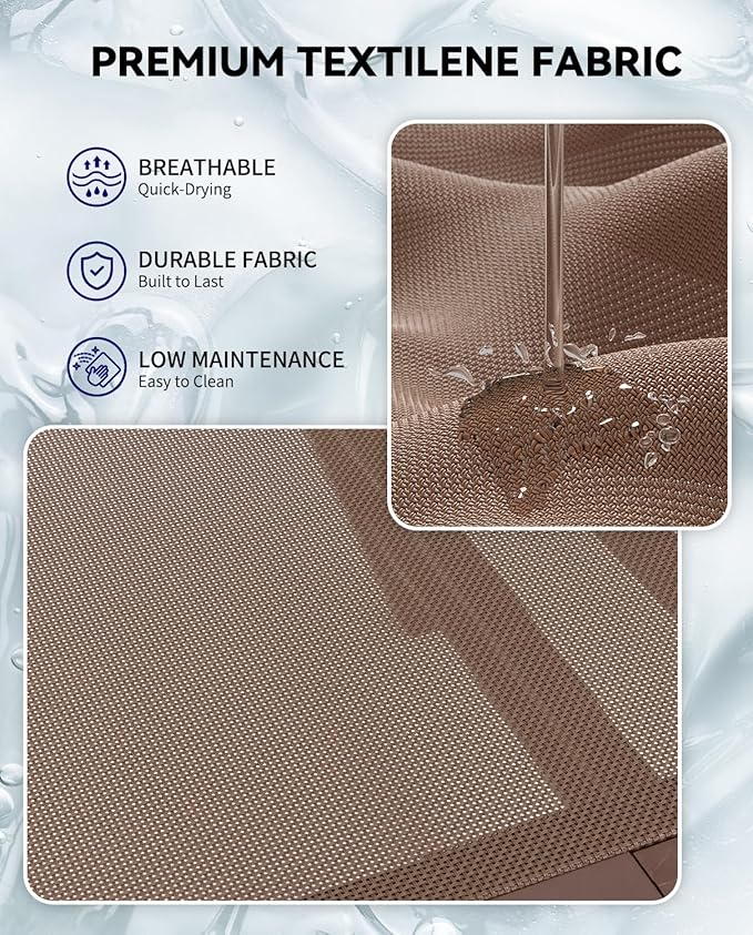 Aluminum Chaise Lounge Chair Outdoor, Foldable Patio Lounge Chair Assemble-Free, Pool Lounge Chairs with 5 Adjustable Backrest, Outdoor Lounge Chairs for Outside Poolside Beach Lawn Brown