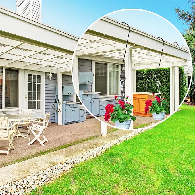 8 Pack 24 Inch Large Tree Branch Hooks Long S Hooks for Hanging Plants, Bird Feeder Hook for Tree, Metal Garden Hooks for Hanging Baskets, Plants, Lanterns Outdoor and Indoor Uses (Black)