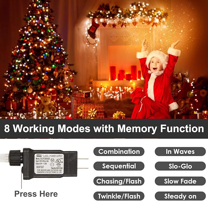 Decute 800 LED 272FT Christmas String Lights 8 Modes with Timer Function, Waterproof Twinkle Fairy Lights for Christmas Tree Party Wedding Yard Garden Outdoor Indoor Decorations, Multicolor