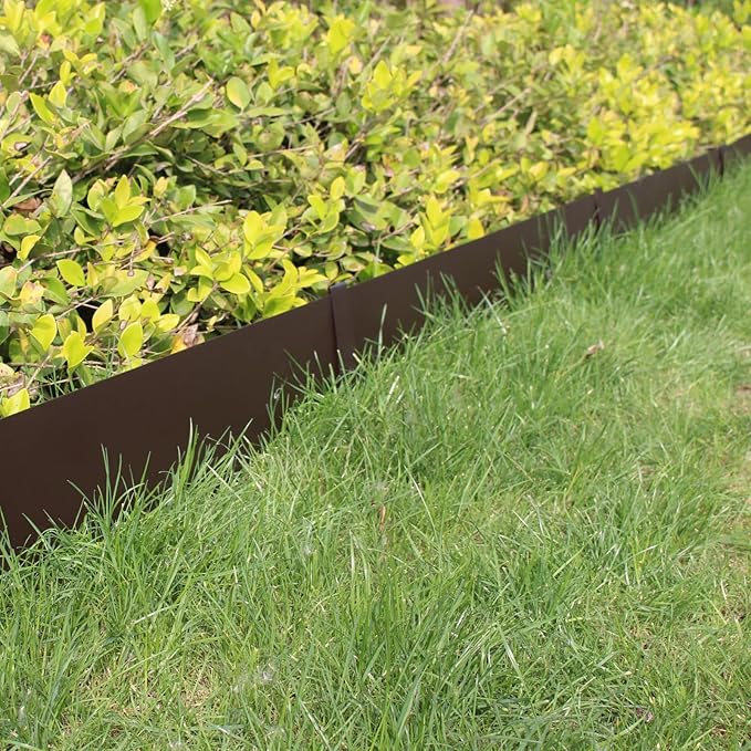 40" L x 8" H Metal Landscape Edging, Heavy Duty Galvanized Steel Garden Edging,6 Pack Steel Landscape Edging with Clips for Lawn, Flower Bed, Yard (Brown)