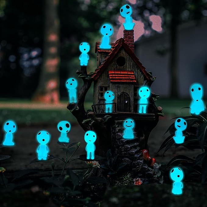 20Pcs Glow in Dark Statues Fairy Garden Accessories Outdoor Luminous Ghost Gnome Elves Miniature Decorations for Decor Plant Tree Patio Lawn Terrace Balcony Yard Micro Landscape Kit