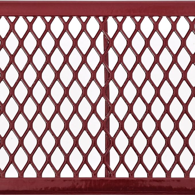 Global Industrial 4 ft. Expanded Metal Rectangular Outdoor Steel Picnic Table, Red