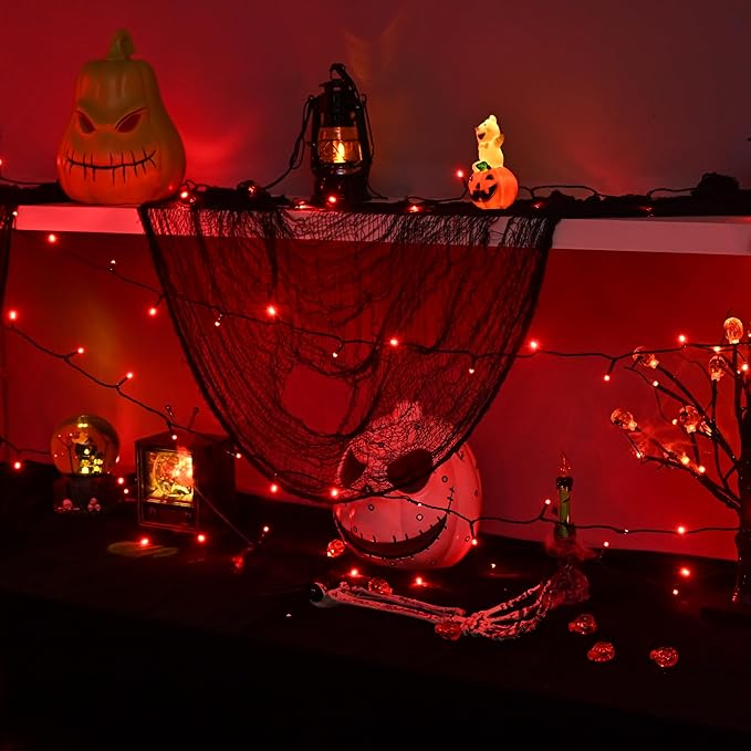 600 LED Halloween Lights, 216 FT Waterproof String Lights With 8 Lighting Modes for Outdoor Party, Yard, Garden Decoration (Red)