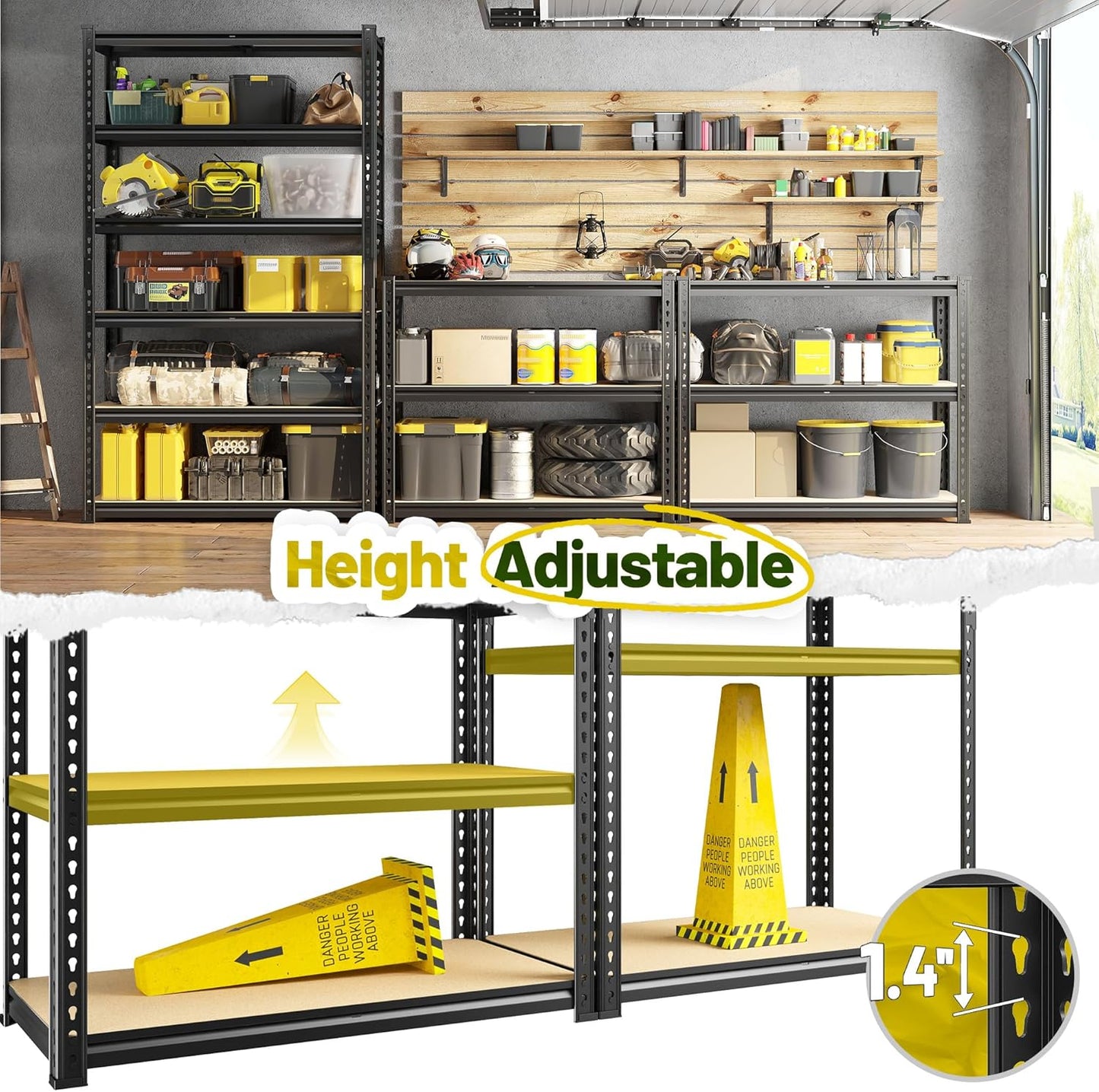 78" H Metal Shelving 6 Tier Garage Shelving Adjustable 2400LBS Storage Shelves Heavy Duty Pantry Shelves for Kitchen Closet Basement Warehouse