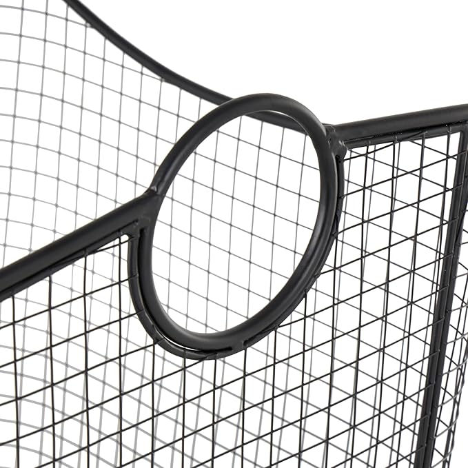 Deco 79 Metal Decorative and Functional Storage Basket Deep Basket Organizer with Round Handles, Basket for Storage 20" x 18" x 20", Black