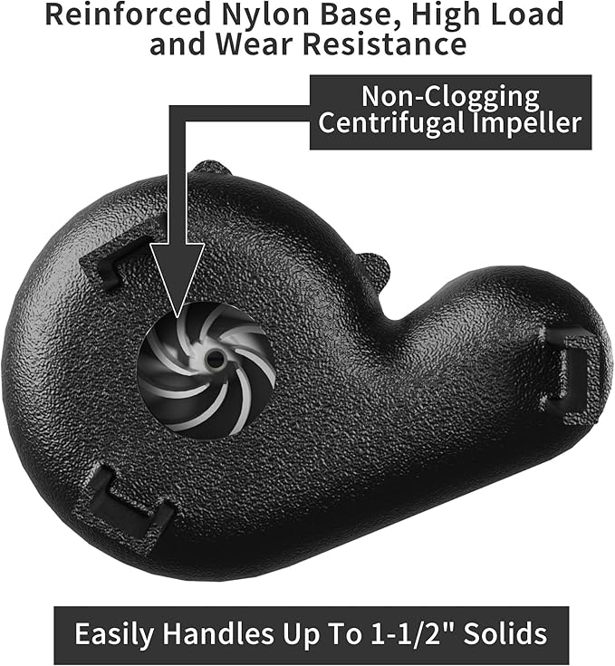 1HP Sewage/Effluent Pump Submersible, 115V 5600 GPH Cast Iron Pump with Automatic Tethered Float Switch, Sump Pump for Sump Basin, Basement, Residential Sewage, 2'' NPT Discharge