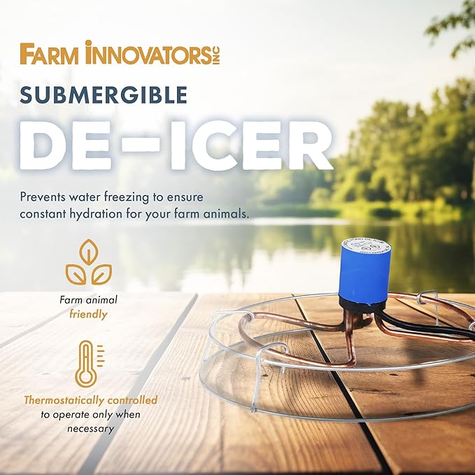 Farm Innovators 1500 Watt Cast Aluminum Submergible Water Tank Deicer, with Self Regulating Thermostat and Anti Chew Cord Protector, 2 Pack
