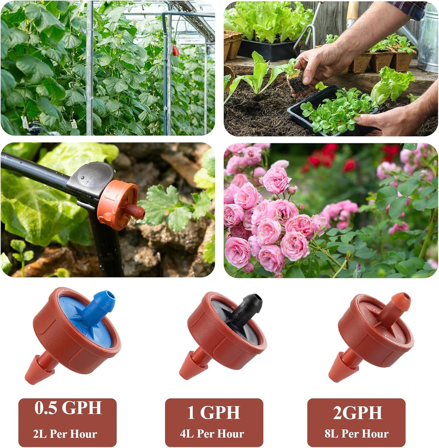 30Pcs 0.5 GPH Pressure Compensating Irrigation Spot Drippers,Constant Flow Barb Outlet Watering Dripper Emitters Heads Parts for 1/4 Inch Watering Tubing Line for Garden Pots Plant Irrigation Systems