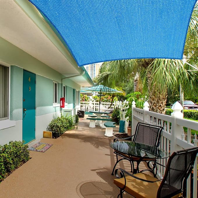 Eden's Decor Straight Flat-Edged Sun Shade Sail Rectangular 8' x 20' Blue UV-Blocking Outdoor Canopy Fabric Cloth Awning for Pergola Patio Garden Backyard Custom Size