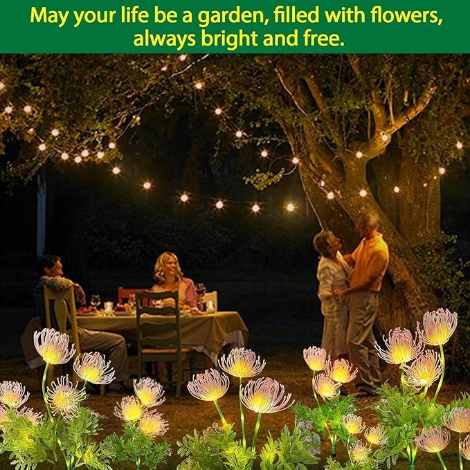 2 Pack Solar Garden Lights Outdoor, Solar Flower Lights for Yard with 2 Lighting Modes, Glowing Flowers & Stems, Auto ON/Off Outdoor Light for Garden Decoration,Yard Decor and Gift for Mother
