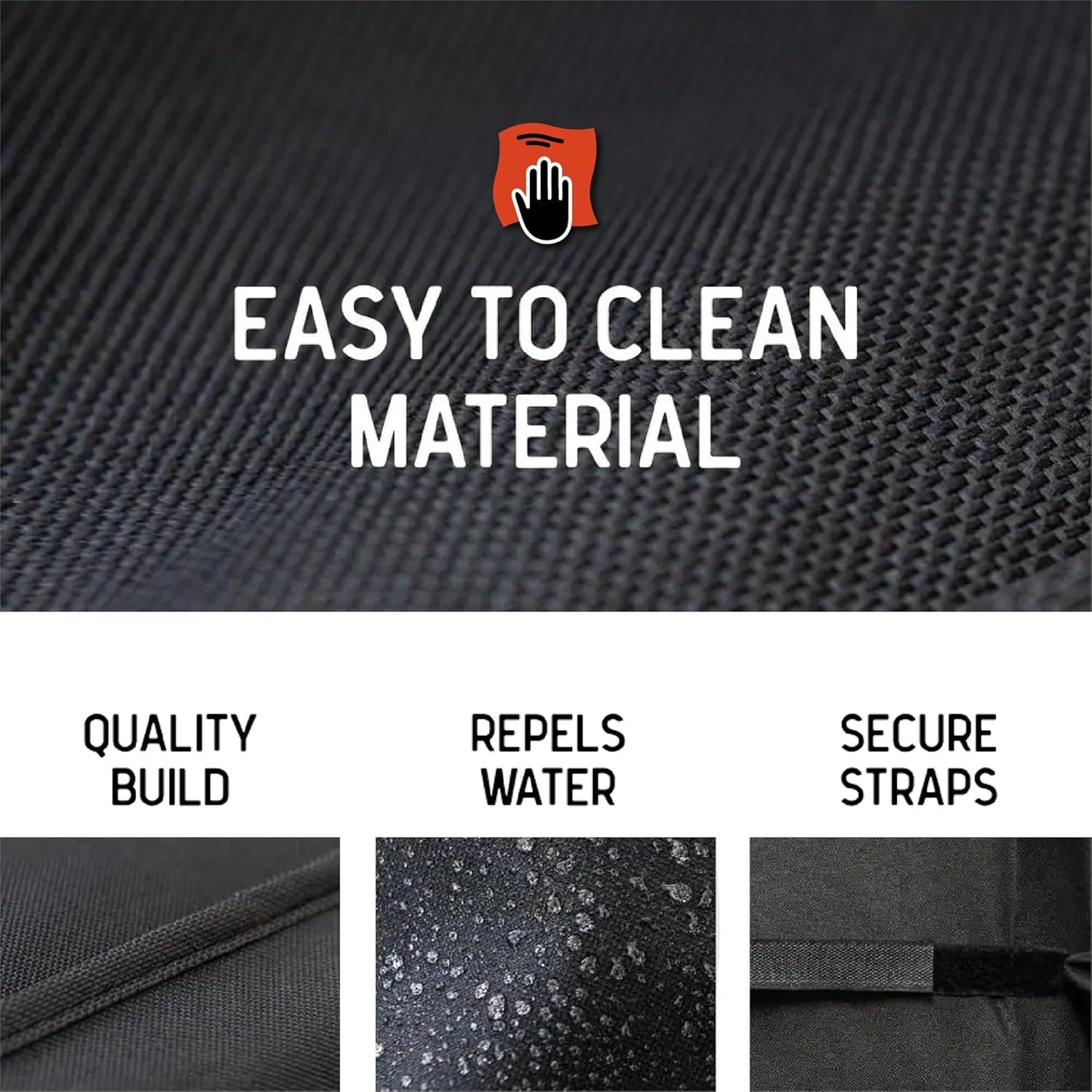 56" Gas Grill Cover, Water-Resistant Heavy Duty Polyester PVC Blend, Adjustable Straps, Built-in Pouch, Designed for Standard 3 & 4-Burner BBQ Grills, Black - 700-20141