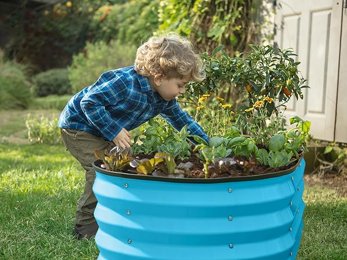 Galvanized Raised Garden Beds Outdoor // 4×2×1 ft (2-Pack) Planter Raised Beds for Gardening, Vegetables, Flowers (Teal) // Large Metal Garden Box