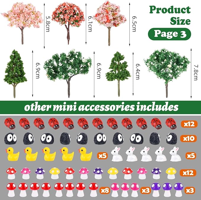 109 Pcs Fairy Garden Accessories Fairy Garden Kit Miniature Fairy Figurines Accessories Fairy Animals Decor Outdoor for DIY Garden Dollhouse