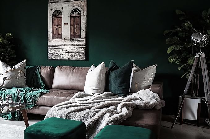 Dimoon 78.7''x17.7'' Dark Green Peel and Stick Wallpaper Contact Paper Modern Self Adhesive Wall Paper Removable Renter Friendly Textured Solid Color Cabinet Vinyl Roll (78.7''x17.7'',Emerald Dark)