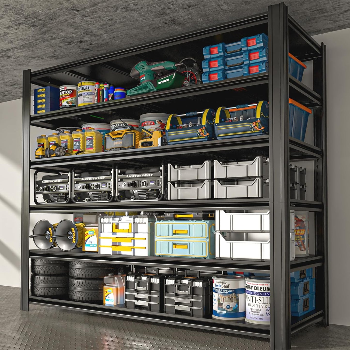 6-Tier 55" W x 24" D x 84" H Garage Shelving 3500LBS Storage Shelves Heavy Duty Metal Shelf Unit Adjustable Basement Industrial Storage Racks (6T-84 * 55 * 24)