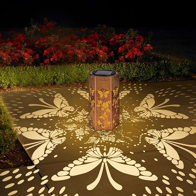 4 Pack Butterfly Solar Lanterns Outdoor Waterproof - Birthday Gifts for Women, Mom, Butterflies Solar Lights Outdoor Hanging Garden Decor for Outside, Patio, Outdoor, Yard, Lawn, Balcony