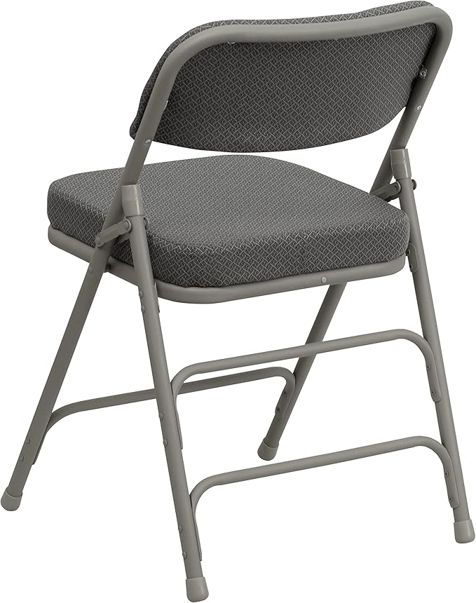 Flash Furniture Hercules Series Metal Folding Chairs with Cushioned Seats, Fabric Upholstered Event Chairs, Set of 2, Gray