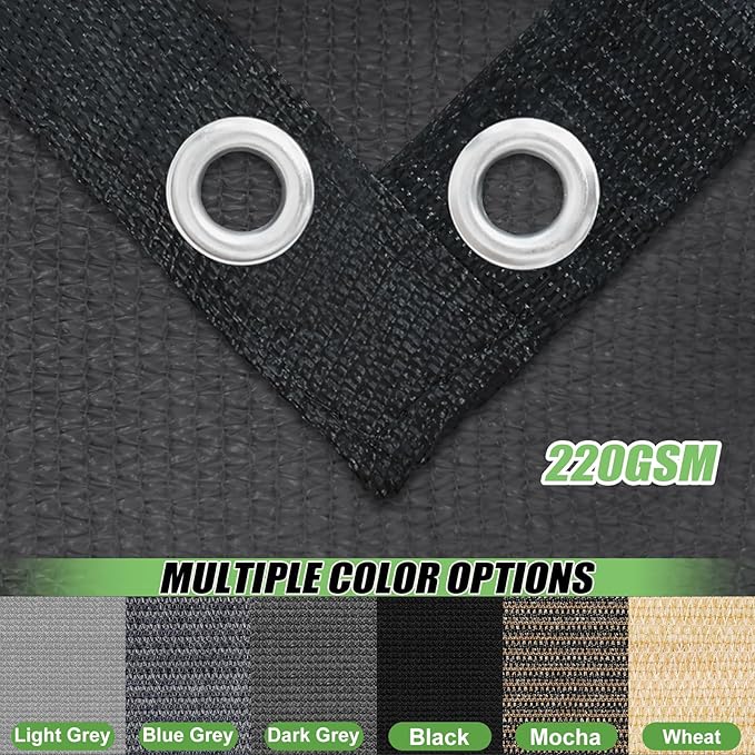 90% Outdoor Sun Shade Cloth, 12'×20' Pergola Shade Cover with Grommets, Privacy Screen Sunshades for Patio Garden Backyard Plant, Dark Grey