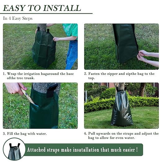 6 Pack 20 Gallon Capacity Watering Bags for Plant, 6-8 Hours Slow Release Tree Water Bags, Reusable Tree Watering Bag, Premium PVC Irrigation Bags, Sapling, Plant