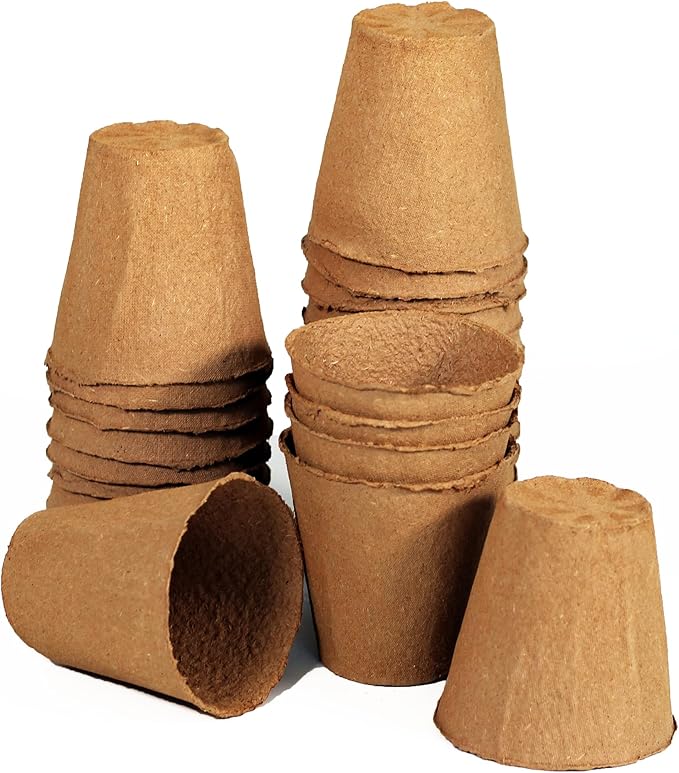 Daniel's Plants 4" Naked Pots | Large Natural Plantable Seed Starter Pots | OMRI-Listed Biodegradable Pots for Seedlings | Enhanced Aeration | Earth Friendly - Peat Free | 30 Pack 4 Inch Round
