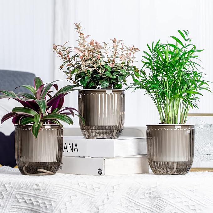 4.5 Inch 2 Pcs Self Watering Hanging Planter Indoor Plant Pots Drainage Holes, Outdoor Small Hanging Planters Flower Pot Basket, Visible Water Level, Plant Hanger Home Decor, Gardening