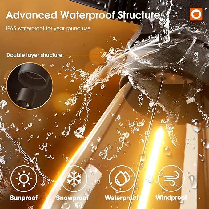 addlon 100FT LED Outdoor String Lights with Edison Shatterproof Bulbs, Heavy-Duty and Weatherproof Strand, Commercial Grade Patio Lights, Decorative for Garden or Patio, Black