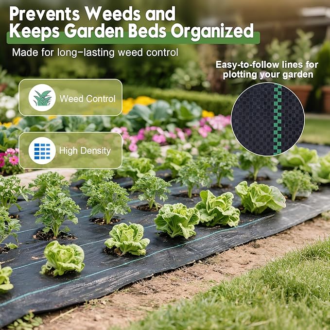 3FTx50FT Weed Barrier Fabric Heavy Duty, Gardening Landscape Fabric Cover Mat, Durable Weed Control Fabric for Garden Bed Cover, Landscaping, Commercial Driveway, Underlayment Use (3x50FT-3.2OZ)