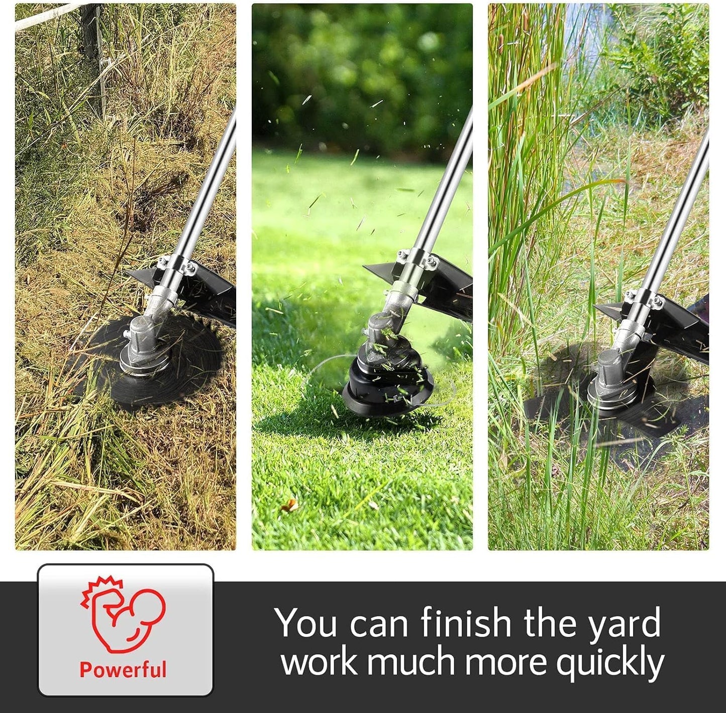 4-in-1 58CC Weed Wacker, Weed Eater Gas Powered Cordless, String Trimmers 2-Cycle Gas Brush Cutter Weed Wacker Straight Shaft Gas Grass Trimmer for Lawn and Garden Care Trimming (Orange)