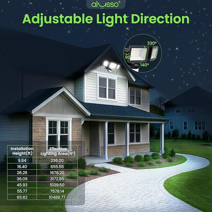 ALUSSO® Motion Sensor Outdoor Lights, 40W 4000LM 3 Modes Flood Lights Outdoor Motion Sensor, 3CCT 3 Heads Outdoor Security Light Wet Location Use for House Garage Yard Walkway, Black,ETL