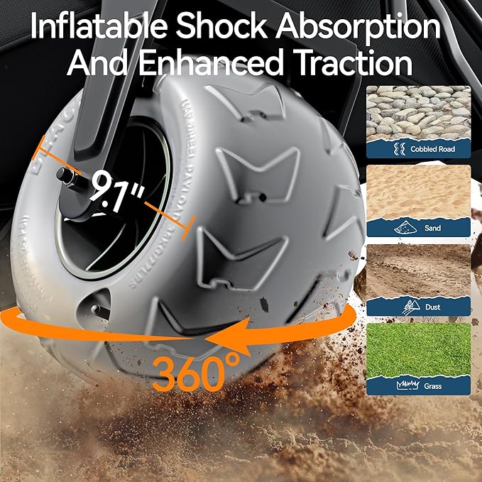 DXZ Beach Wagon Cart with Big Wheels for Sand – Folding Collapsible Wagon, Heavy Duty Wagons Carts Foldable for Beach, Camping, Outdoor Gear, Easy Setup Black Grey