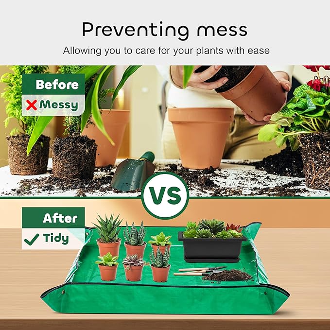 GROWNEER 6 Pack 9 Inch Bonsai Pots with Drainage Humidity Trays, Bonsai Tree Training Kits with 1 Repotting Mat, Plant Container Planter Growing Pot for Garden Outside Indoor