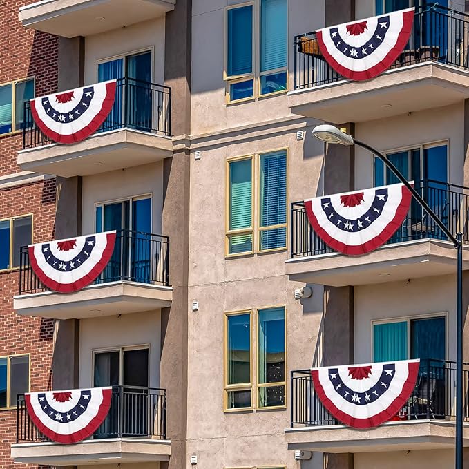3 x 6 Ft American Pleated Fan Flag, USA Patriotic Half Fan Bunting Flag, 4th of July Decorations Flags (Set of 2)