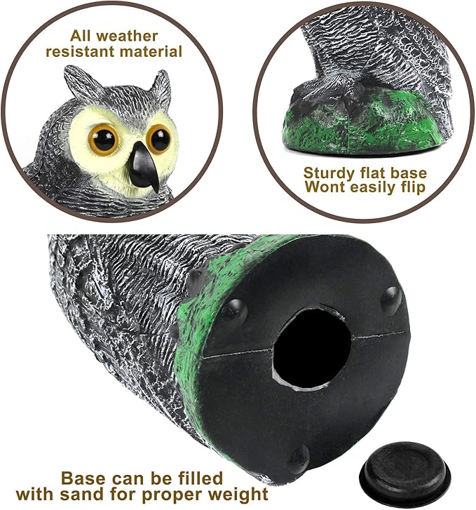 Galashield Owl Decoy to Scare Birds Away | Plastic Owls to Scare Birds Away | Owl Statue for Garden & Outdoors