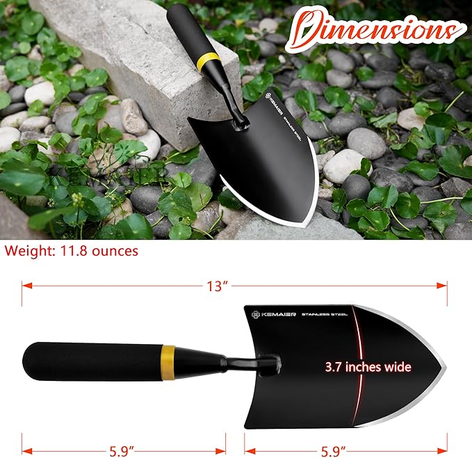 3 - in - 1 Garden Tool Set, Heavy - Duty Stainless - Steel Large Trowel, Transplant Serrated Shovel, and Dandelion Weeder, Suitable for Garden Weeding, Soil Loosening, and Bulb Planting