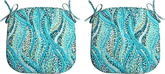 Arden Indoor/Outdoor Foam Seat Pad, 2 Pack, 17 x 16, Patio Cushion, Water Repellent, Fade Resistant, Foam Cushion Teal Ariel