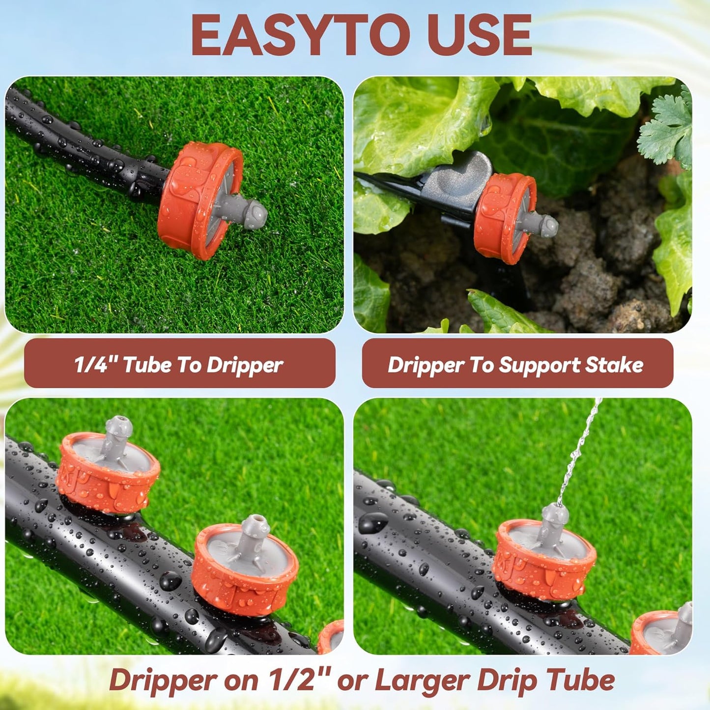 60Pcs 0.75 GPH Pressure Compensating Irrigation Spot Drippers,Constant Flow Barb Outlet Watering Dripper Emitters Heads Parts for 1/4 Inch Watering Tubing Line for Garden Pots Plants Irrigation System