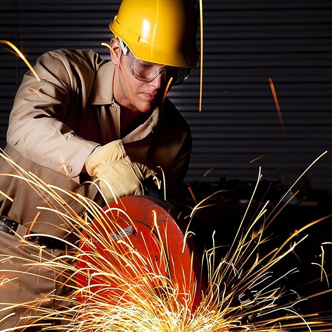 HLDD HANDLANDY Leather Work Gloves for Men & Women, Adjustable Wrist Cowhide Gardening Glove with Reinforced Palm for Driver