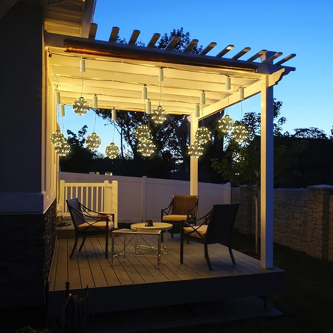 FURORA LIGHTING Ball String Lights Pack of 3, Waterproof 32 Micro LED Hanging Bubble Lights for Outdoor Party Wedding Garden Patio Yard Decor, Battery Included