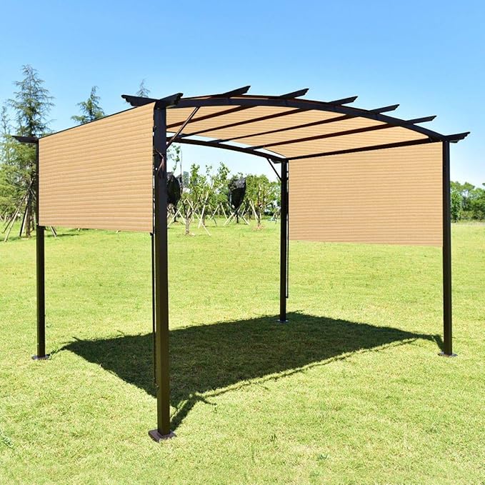 Eden's Decor Straight Flat-Edged Sun Shade Sail Rectangular 10' x 22' Beige UV-Blocking Outdoor Canopy Fabric Cloth Awning for Pergola Patio Garden Backyard Custom Size