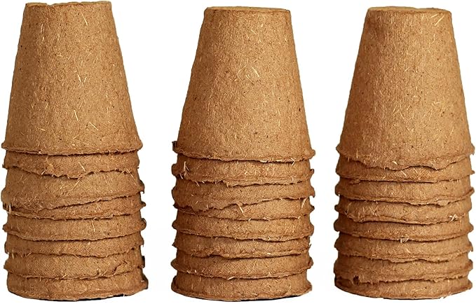 Daniel's Plants 2" Naked Pots | Small Natural Plantable Pots for Herbs Vegetables Tomato Seedlings | OMRI-Listed Biodegradable Pots for Seedlings | Earth Friendly - Peat Free | 24 Pack 2 Inch Round