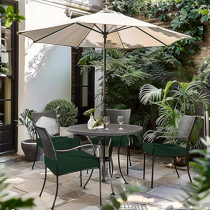 Favoyard Patio Chair Cushions 18.5 x 16 x 3 Inch Waterproof Outdoor Seat Cushions for Patio Furniture 3-Year Color Fastness Garden Sofa Couch Chair Pads with Handle & Adjustable Straps Set of 2, Green