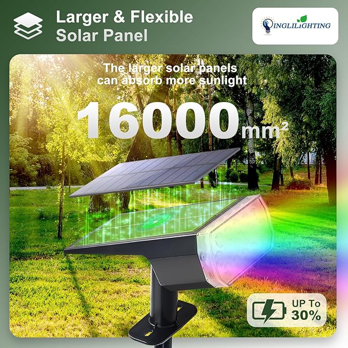 DINGLILIGHTING Solar Lights Outdoor Waterproof: IP65 Led Spot Light Decorations for Garden - Multicolor RGB Solar Powered for Yard - Dust to Dawn Uplighting Landscape Pathway Drive Patios 4PC