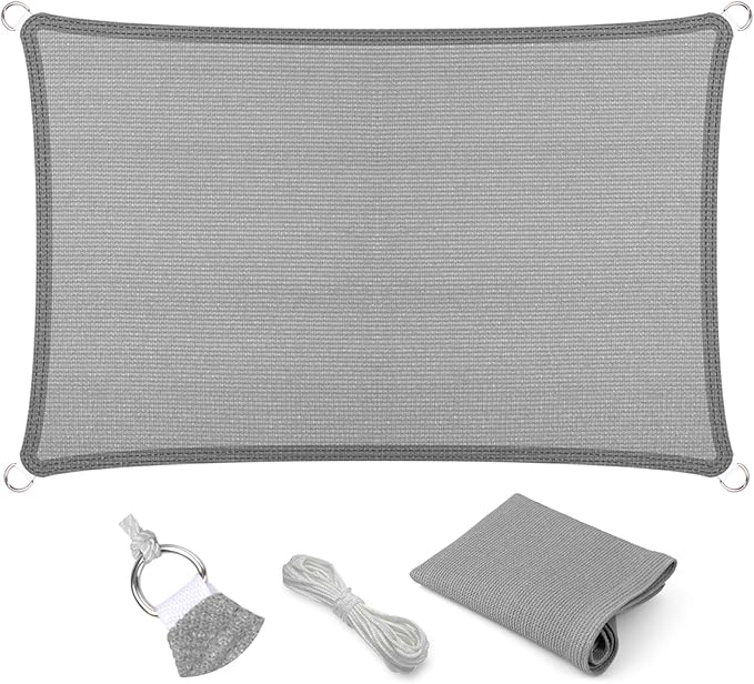 Eden's Decor Straight Flat-Edged Sun Shade Sail Rectangular 6' x 20' Grey UV-Blocking Outdoor Canopy Fabric Cloth Awning for Pergola Patio Garden Backyard Custom Size