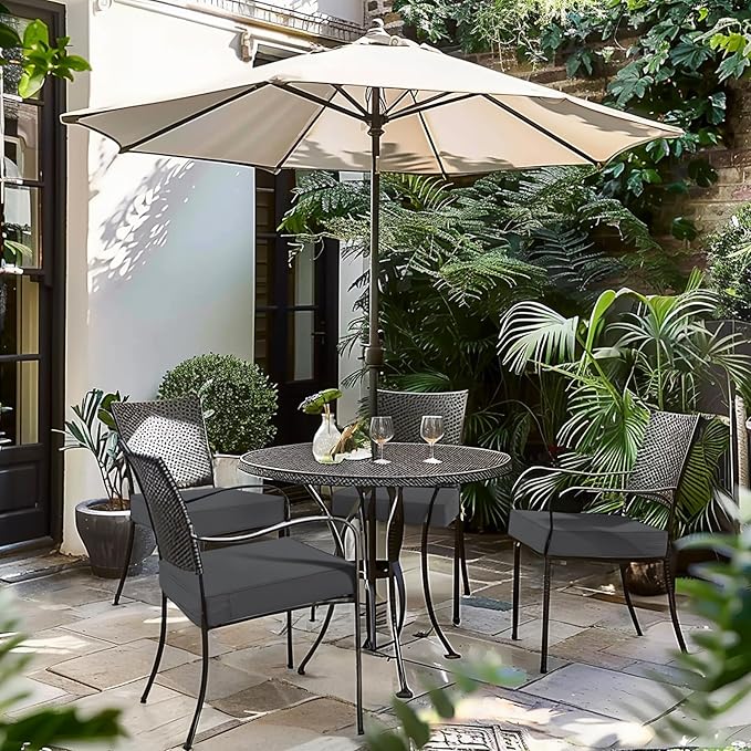 Favoyard Patio Chair Cushions 18.5 x 16 x 3 Inch Waterproof Outdoor Seat Cushions for Patio Furniture 3-Year Color Fastness Garden Sofa Couch Pads with Handle & Adjustable Straps Set of 2, Dark Grey