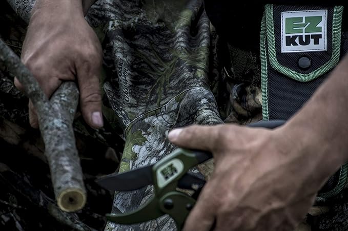 EZ Kut Original Ratcheting Pruner Kit with Molded Ballistic Nylon Sheath and Carbide Blade Tool, Green and Black